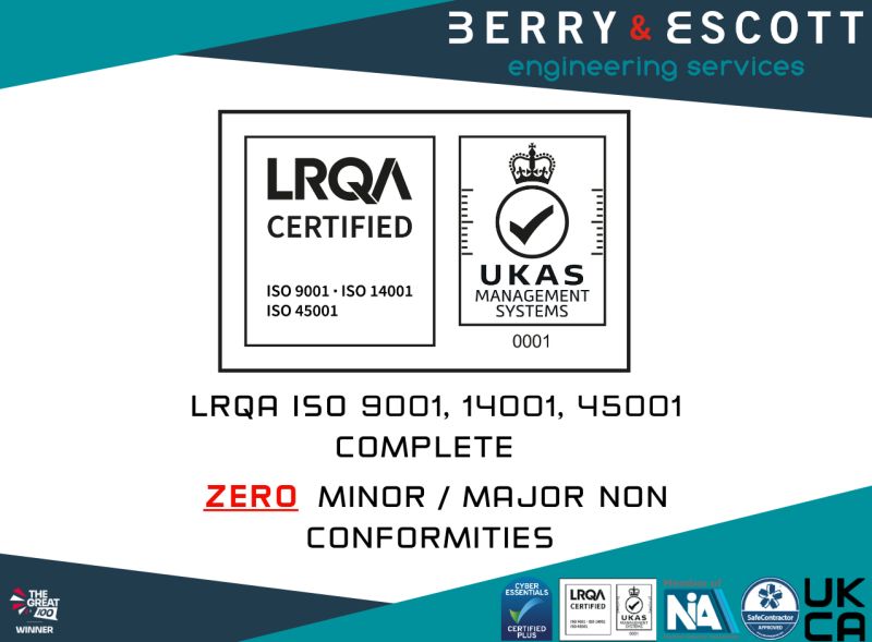 An image for LRQA audit for ISO 9001, 14001 and 45001